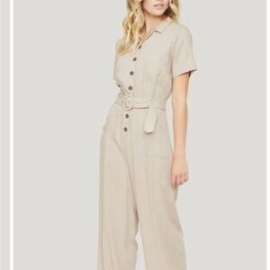 NWT: Lost + Wander “Weekend Bliss” Jumpsuit with Belted Waist XS in Tan